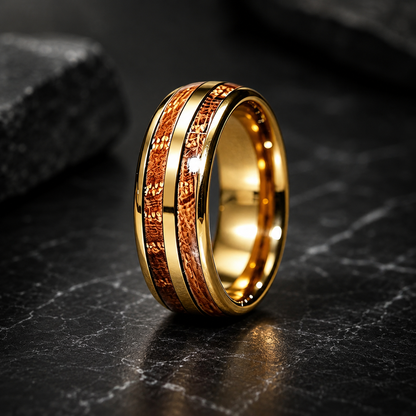Whiskey Wood Tungsten Wedding Band