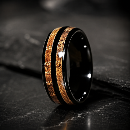 Whiskey Wood Tungsten Wedding Band