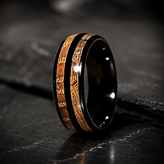 Whiskey Wood Tungsten Wedding Band