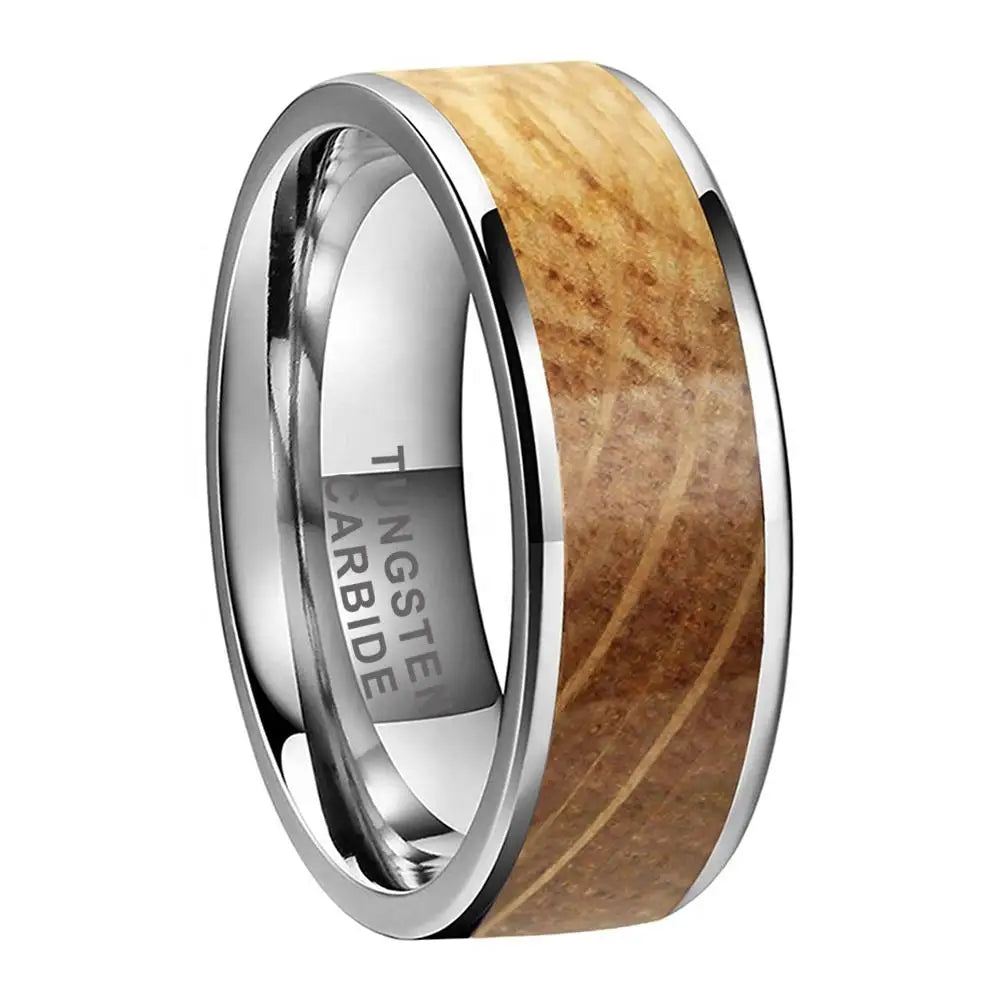 Whisky Barrel Oak Tungsten Wedding Band