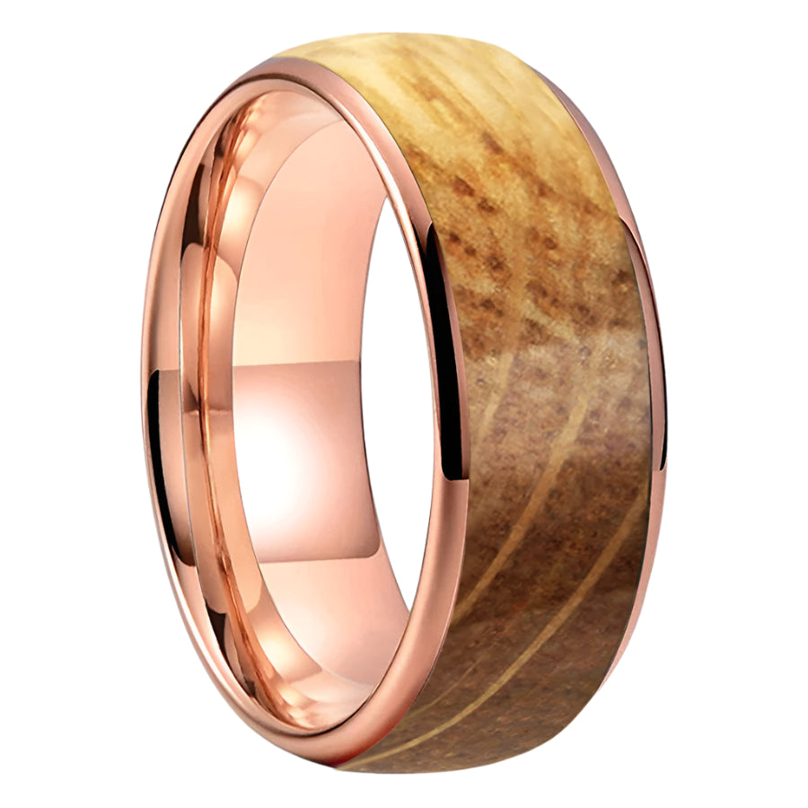 Whisky Oak Wood Inlay Ring – Tungsten Wedding Band