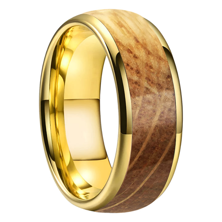 Whisky Oak Wood Inlay Ring – Tungsten Wedding Band