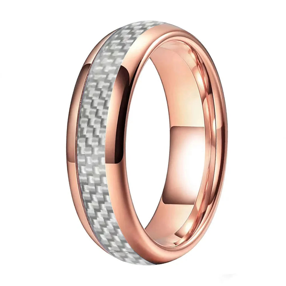 White Carbon Fiber Tungsten Ring