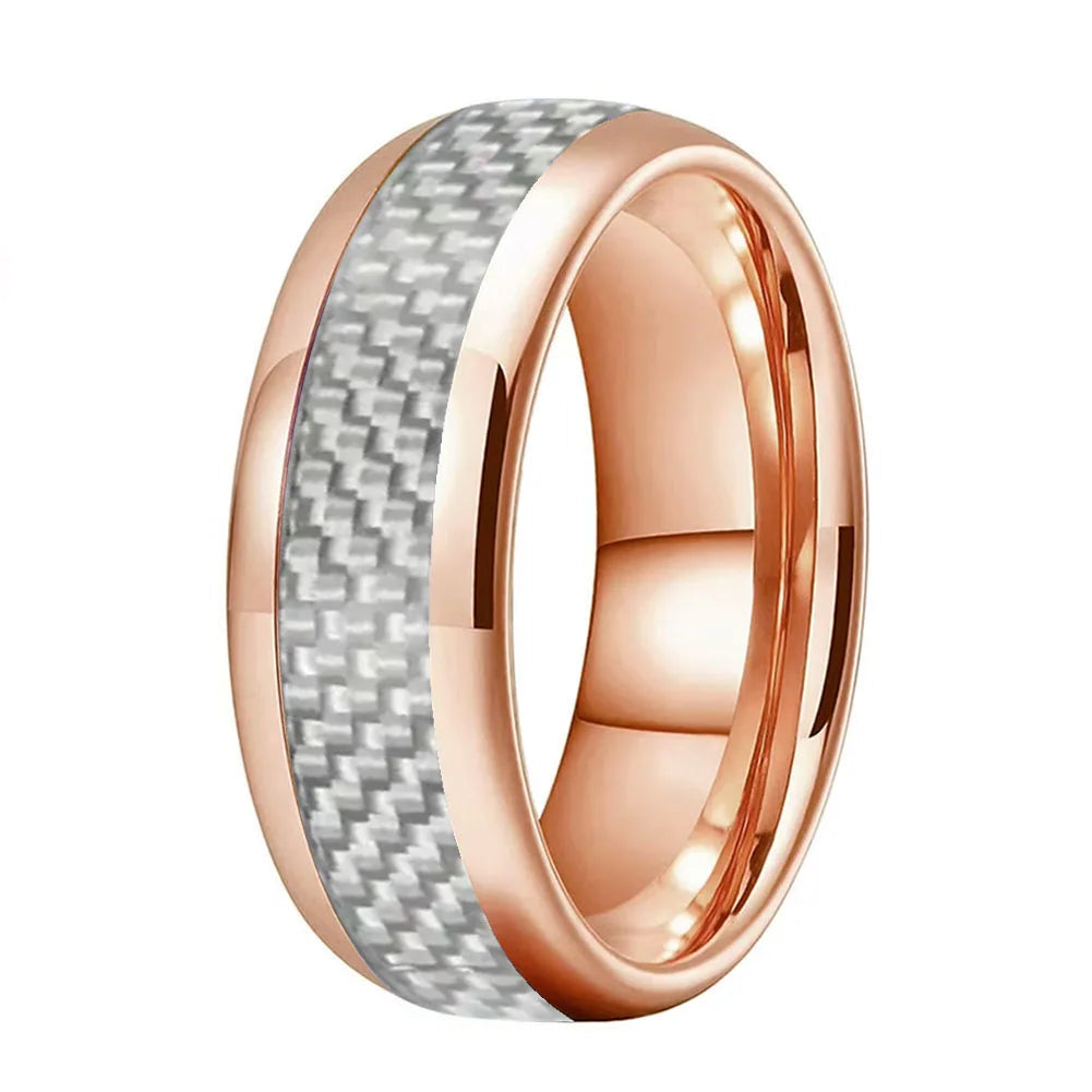 White Carbon Fiber Tungsten Ring