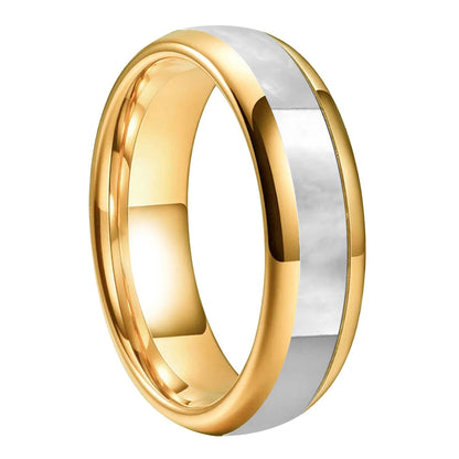 White Seashell Inlay Tungsten Wedding Ring