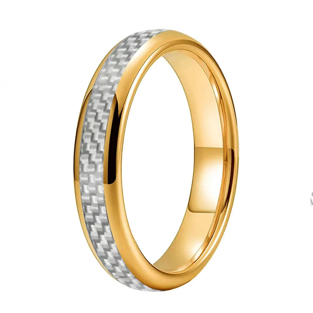 White Carbon Fiber Tungsten Ring
