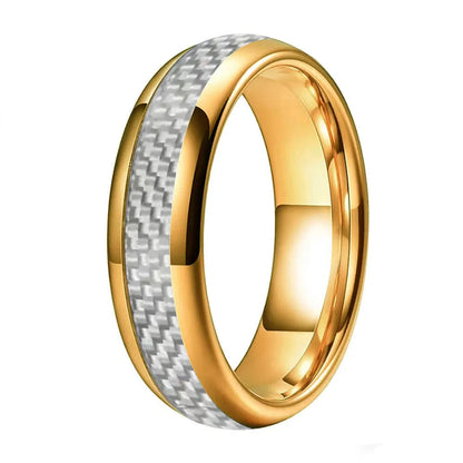 White Carbon Fiber Tungsten Ring