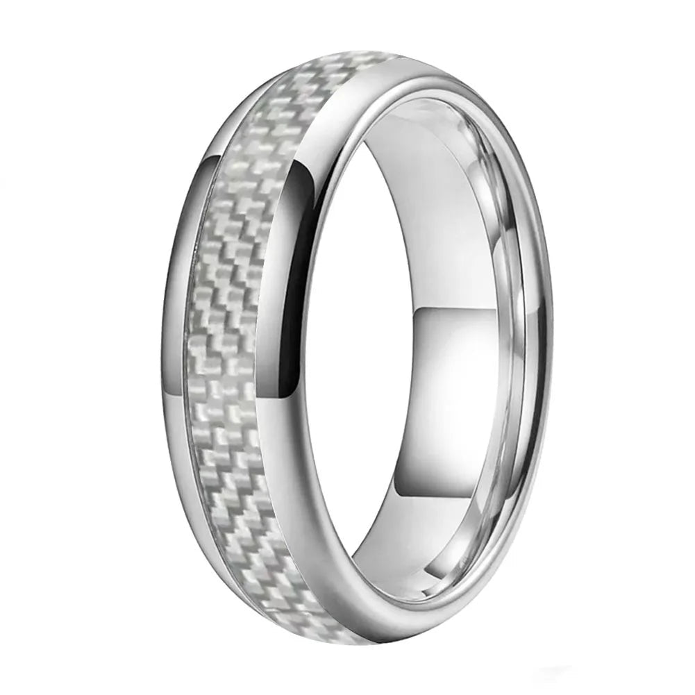 White Carbon Fiber Tungsten Ring
