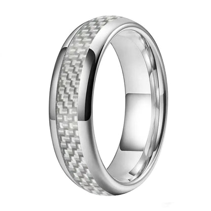 White Carbon Fiber Tungsten Ring