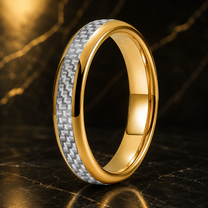 The Pinnacle—White Carbon Fiber Tungsten Ring