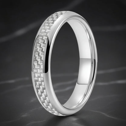 White Carbon Fiber Tungsten Ring