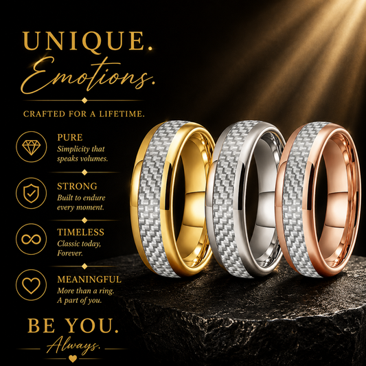 White Carbon Fiber Tungsten Ring — Dome Polished Wedding Band