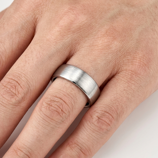 The Iceforge — White Gold Tungsten Wedding Band