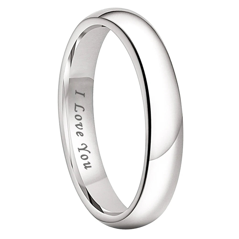 White Tungsten Ring with I Love You Engraving