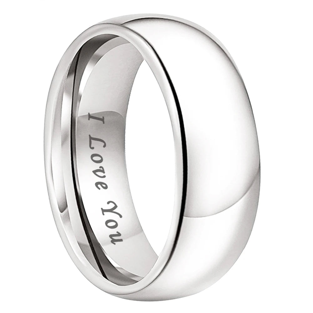 White Tungsten Ring with I Love You Engraving