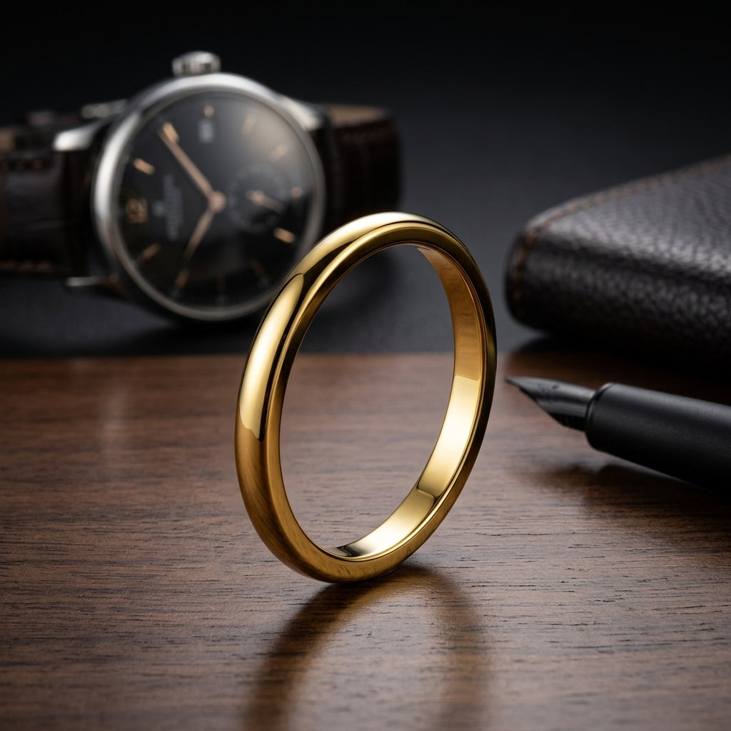 2mm Women Gold Tungsten Carbide Wedding Band