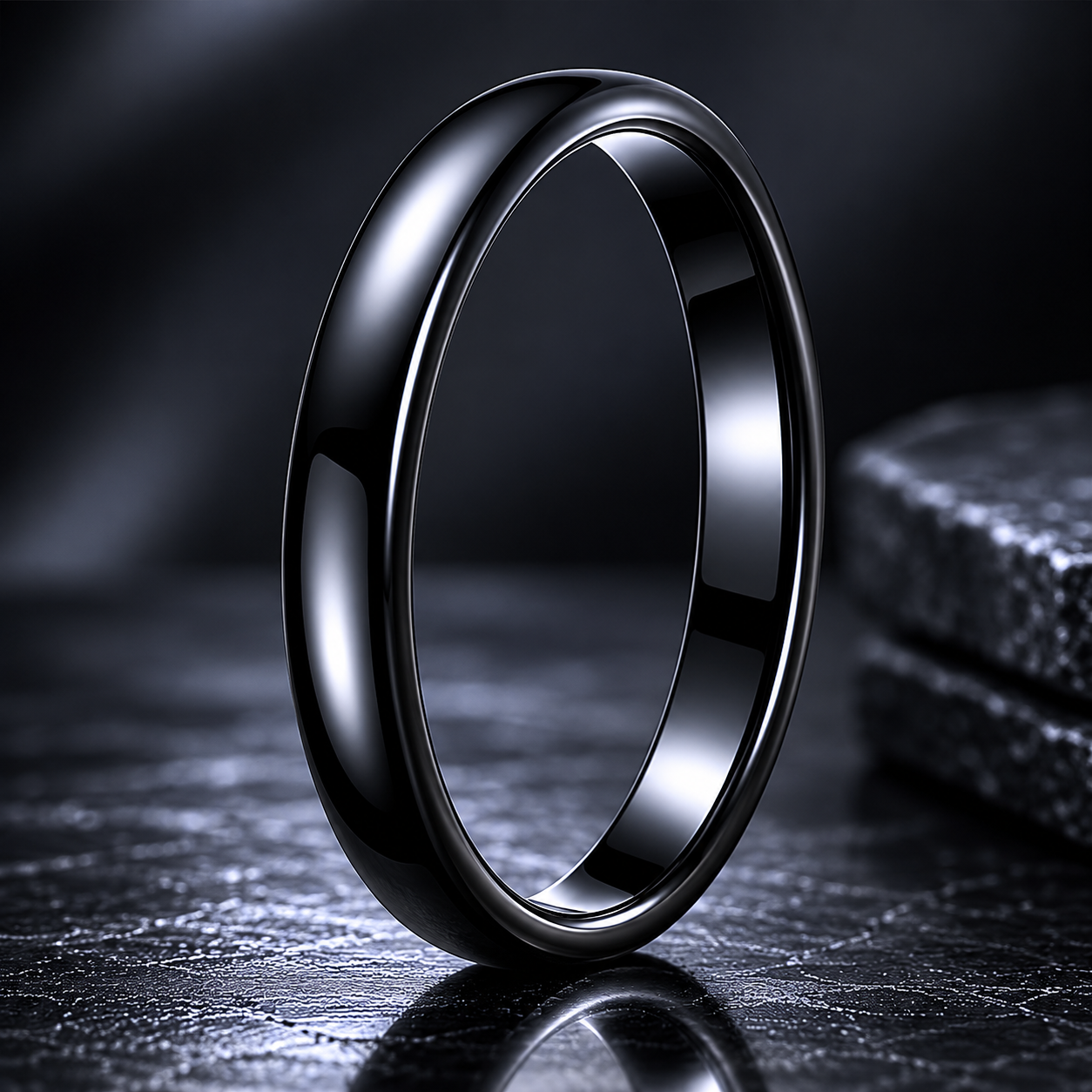 Womens Black Tungsten Wedding Band