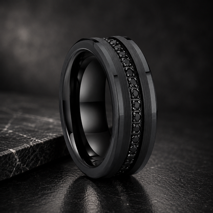 Womens Tungsten Ring Cubic Zirconia