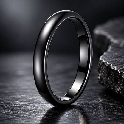 Womens Black Tungsten Wedding Band
