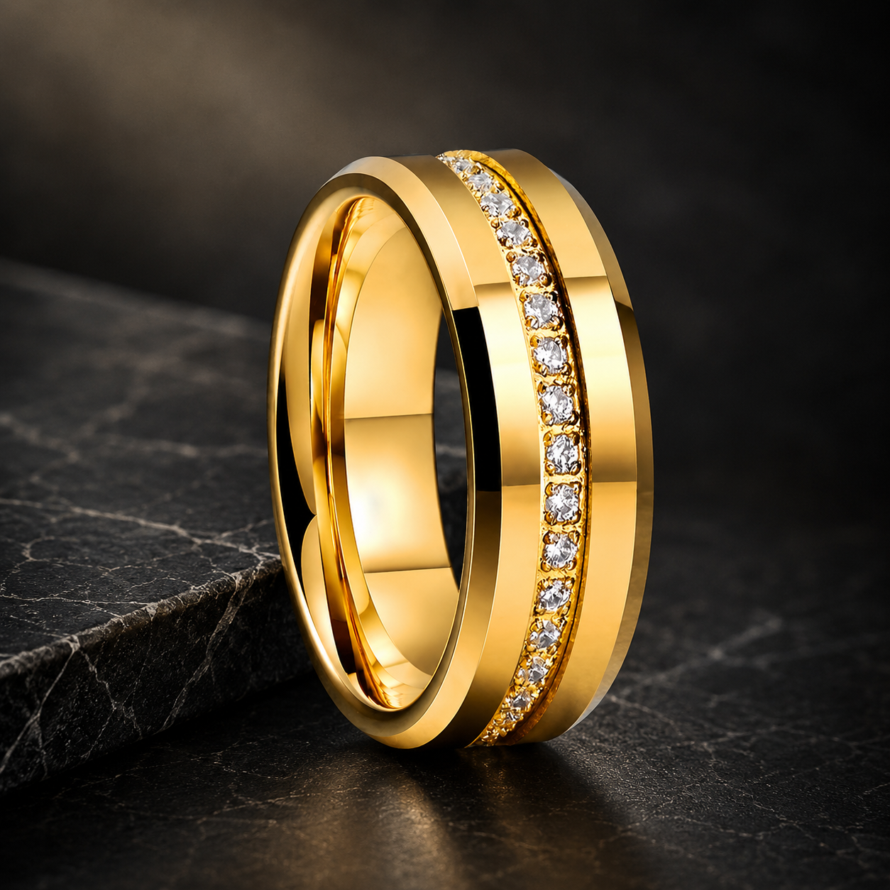 Womens Tungsten Ring Cubic Zirconia