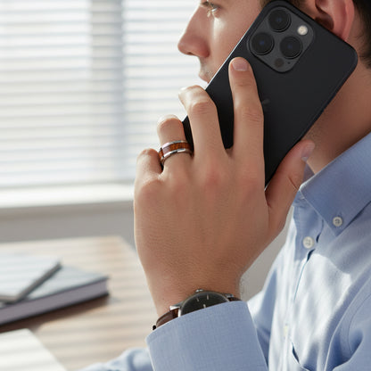 Wood Inlay Tungsten Carbide Ring