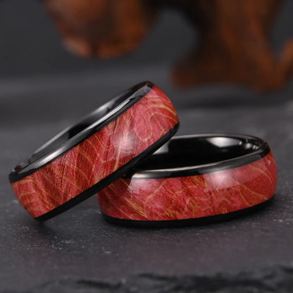Burgundy Wood Tungsten Ring