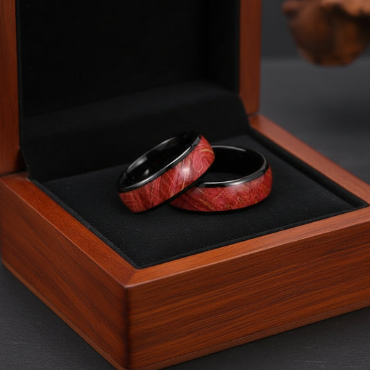 Burgundy Wood Tungsten Ring