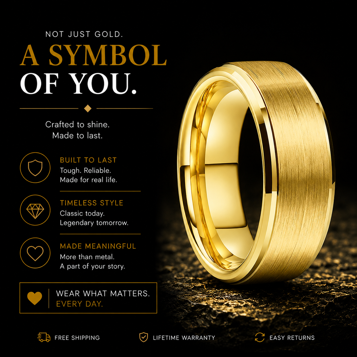 Yellow Gold Tungsten Ring