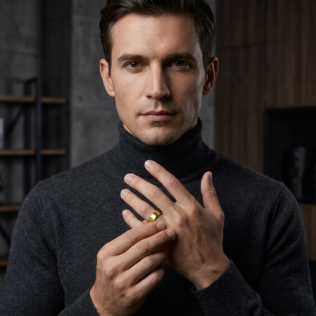 Yellow Gold Tungsten Ring for men