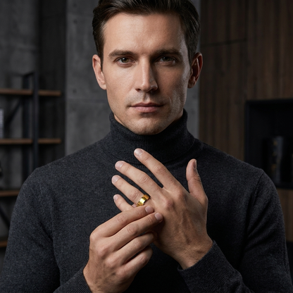 Yellow Gold Tungsten Ring for men