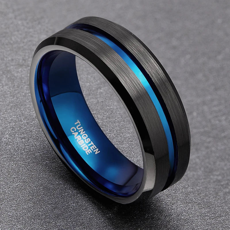 black blue tungsten ring