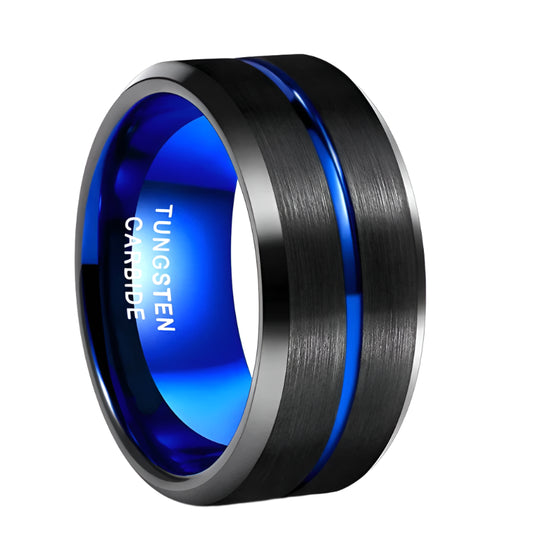 black blue tungsten ring