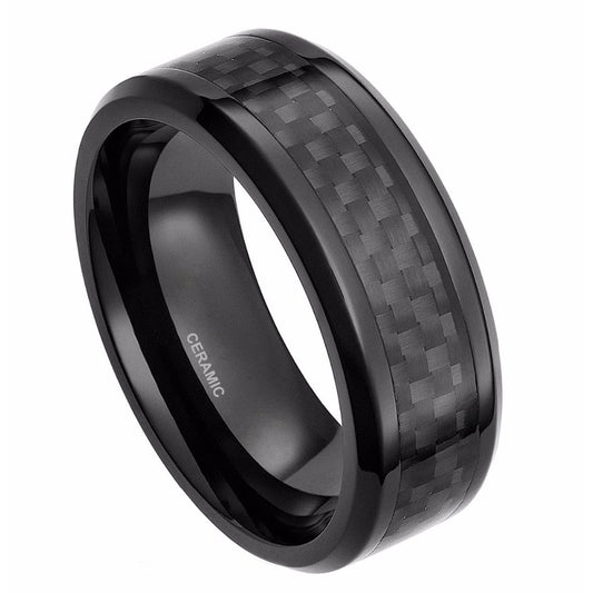 Black ceramic ring men