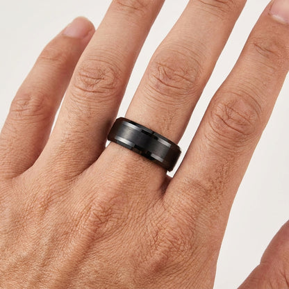 8mm black dome tungsten ring