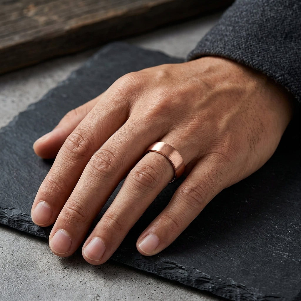 brushed rose gold finish tungsten carbide ring