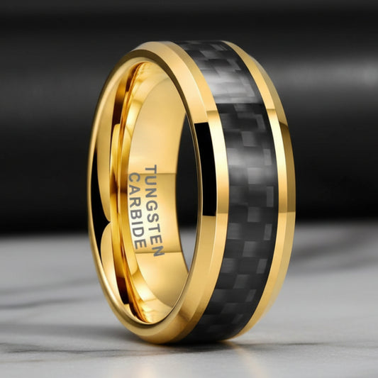 carbon fiber and gold mens ring​
