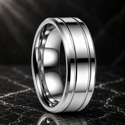 double-groove-flat-polished-tungsten-wedding-ring