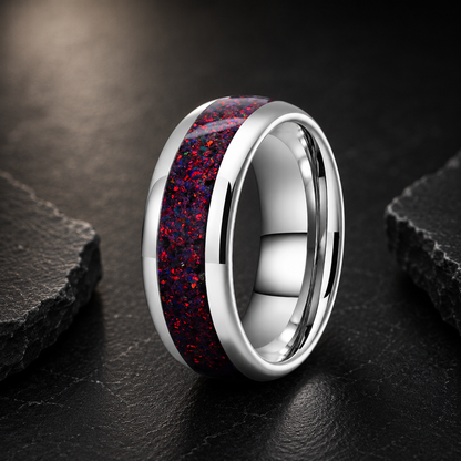 fire opal tungsten ring