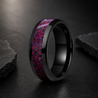 fire opal tungsten ring