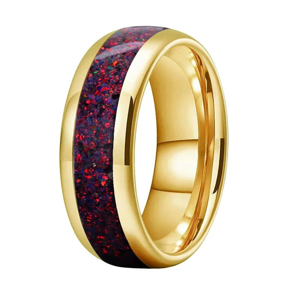 fire opal tungsten ring