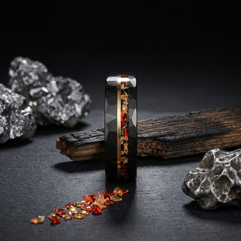 gold-foil-meteorite-opal-tungsten-ring