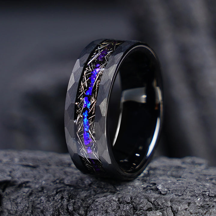 hammered black tungsten ring​