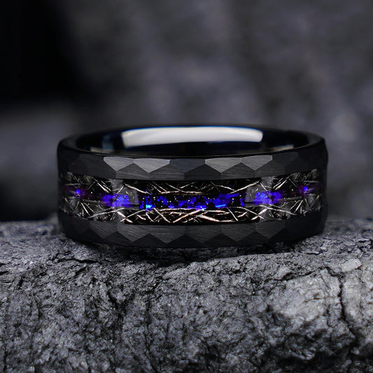 hammered black tungsten ring​