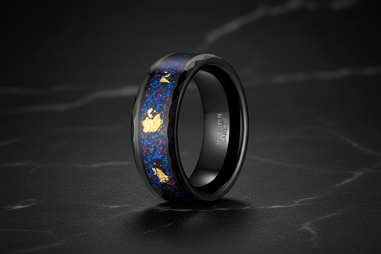 Hammered Tungsten Engagement Ring - RealTungsten