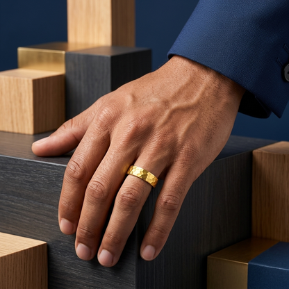 hammered tungsten ring gold​
