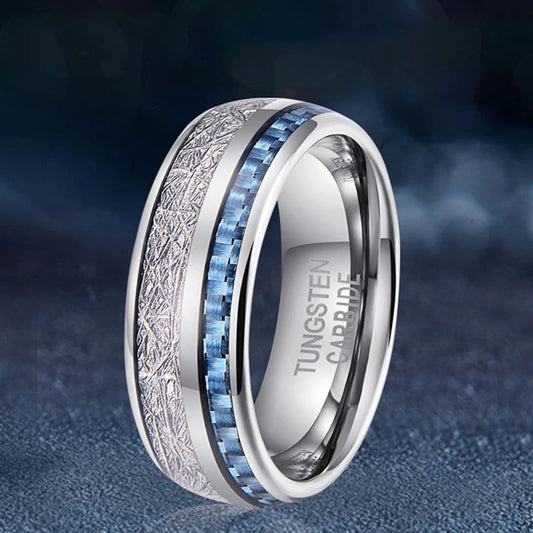 men's tungsten ring with carbon fiber inlay​
