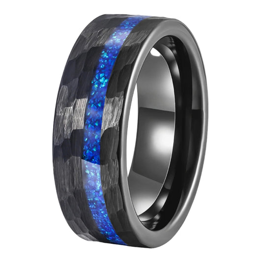 mens black hammered wedding band