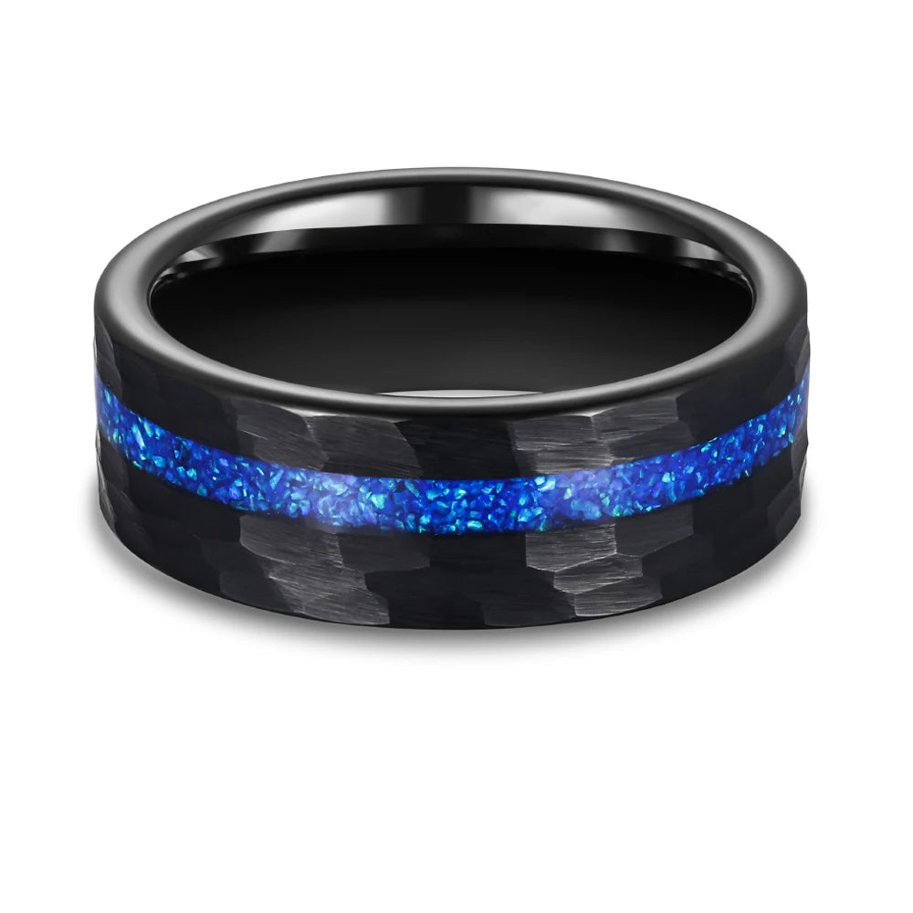 mens black hammered wedding band