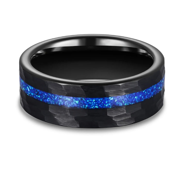 mens black hammered wedding band