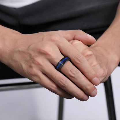 mens black hammered wedding band